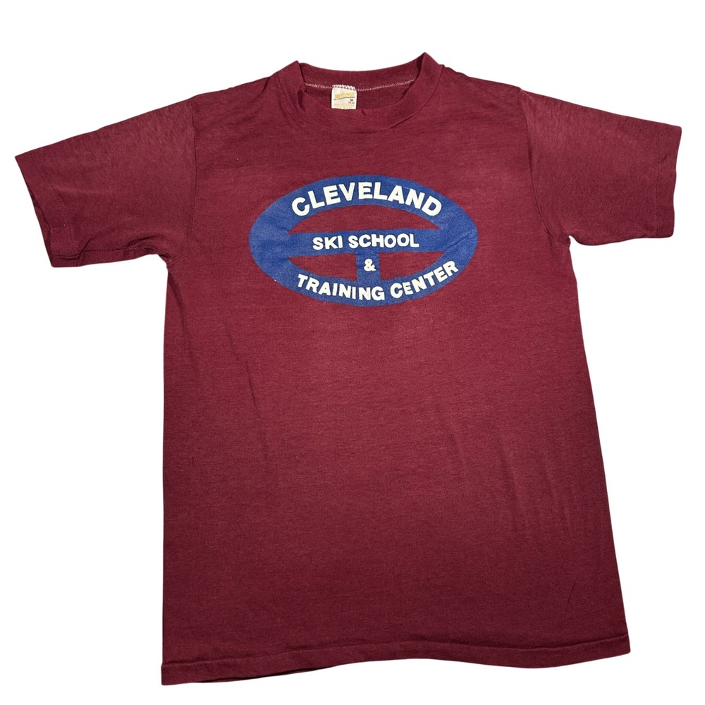 VTG 80s Cleveland Ski School Training Center T Shirt Maroon Sportswear Medium